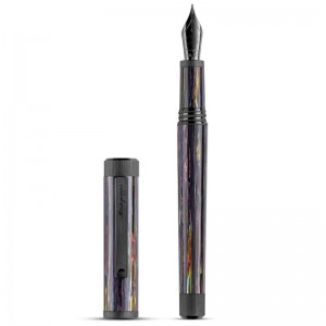 Перьевая ручка Montegrappa Zero Zodiac Aquarius (Водолей) Ultra Black IP Steel F 14K