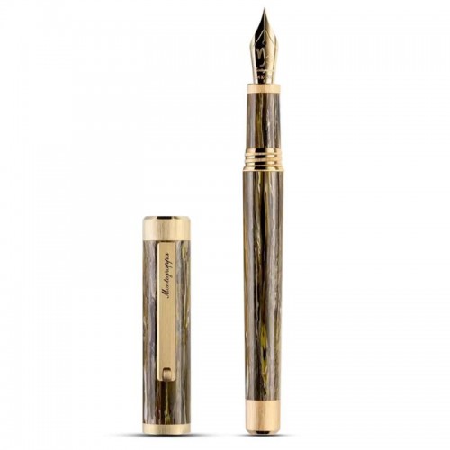 Перьевая ручка Montegrappa Zero Zodiac Capricorn (Козерог) Yellow Gold IP Steel F 14K