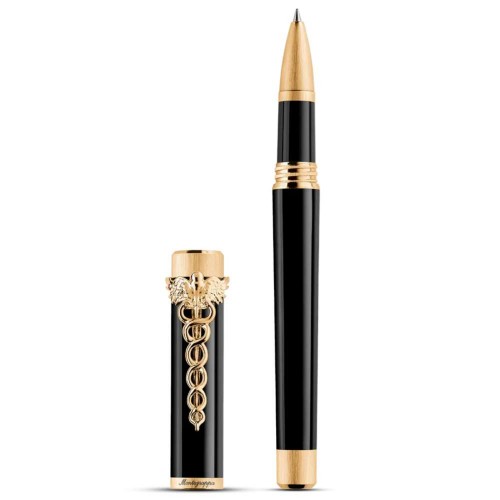 Ручка-роллер Montegrappa Zero Caduceus Yellow Gold IP
