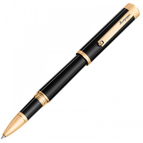 Ручка-роллер Montegrappa Zero Black Yellow Gold IP
